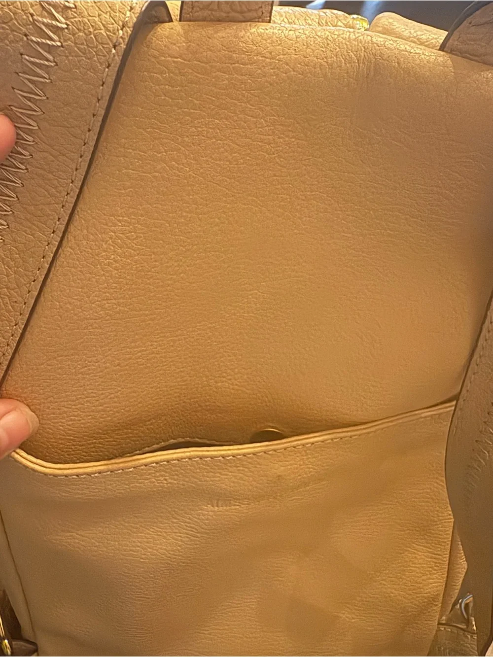 Aimee Kestenberg Tan Leather Backpack with Gold Zipper